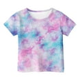 thumbnail image 4 of Girl Shirts Size 7-8 Tie Dye Graphic Print Short Sleeve Crewneck T Shirts Soft Fit Vacation Tops Gifts for Kids,A-Light Blue,160(12-13 Years), 4 of 4