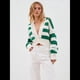 thumbnail image 5 of Suéter de Rayas con Bloques de Color para Mujer, Cárdigan de Larga con Botones y Cuello en V, Prenda de Punto de Moda. Verde L, 5 of 10