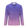 thumbnail image 5 of ZCFZJW Men's Golf Shirts Long Sleeve Polo Shirt Casual Tie Dye Gradient Print Lapel Collar V Neck Pullover Tops Loose Lightweight Comfy Baggy Workout Gym T-Shirts Purple L, 5 of 5
