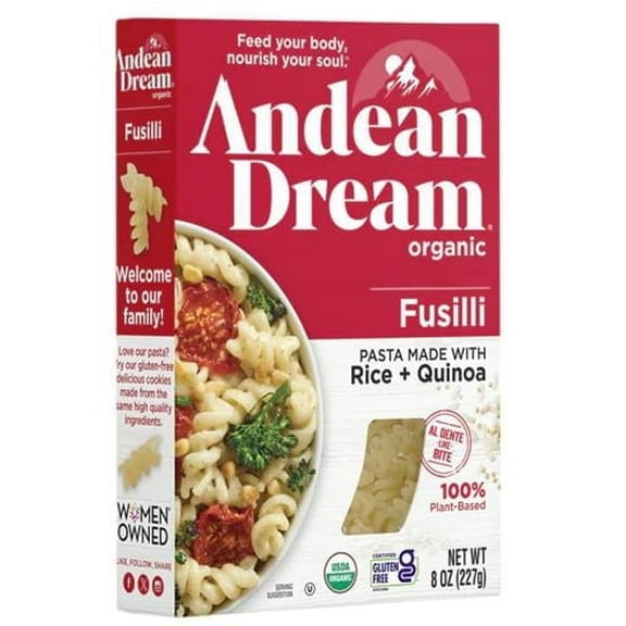 Andean Dream Organic Quinoa Pasta Fusilli Gluten Free -- 8 oz Pack of 4