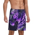 thumbnail image 2 of Sikiie Purple Pattern White Tiger Mens Pajama Shorts, Lightweight Lounge Pant with Pockets Soft Sleep Pj Shorts for Men4X-Large, 2 of 6