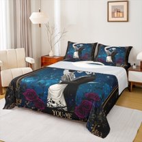 Manfei 3 Pieces Skeleton Bride Sheet Set, Twin - Gothic & Valentines