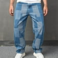 thumbnail image 2 of ohmzyzo Men's Wide Leg Jeans Straight Leg Carpenter Denim Pants Loose fit Trousers Casual Solid Color Lounge Pants with Pockets Blue Blue, 2 of 9