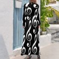 thumbnail image 2 of Vestido largo con clave de sol blanca sobre negro Vestido de verano de mujer Vestido de manga larga Falda de mujer Vestido de playa, 2 of 4