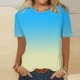 thumbnail image 2 of Pxiakgy Basic T Shirts for Women Women‘S Short Sleeve Gradient Color Fashion Round Neck Casual T Shirt Gradient Color Short Sleeve Casual Summer Tops Trendy Solid Loose Fit Tshirt Sky Blue Xl, 2 of 5