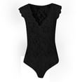 thumbnail image 3 of JINMGG Tank Tops for Women under $5,Women Solid V-neck Sheer Mesh Lace Sleeveless Slim Bodysuit Black L, 3 of 5