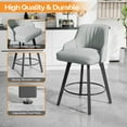 thumbnail image 5 of VINGLI 26" H Swivel Barstools Set of 2, PU Leather Upholstered Counter Stool with Back, Kitchen High Chairs Counter Height Bar stools with Cushion, Solid Wood Legs, Black, 5 of 14