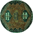 thumbnail image 1 of Ahgly Company Indoor Round Persian Turquoise Blue Traditional Area Rugs, 4' Round, 1 of 4