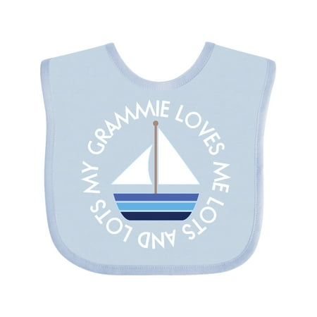 

Inktastic My Grammie Loves Me Boys Sailboat Grandson Gift Baby Boy Bib