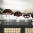 thumbnail image 3 of 12", 10", 8"H Red Glass Textured Mushroom Sculpture with Clear Stems, by DecMode (3 Count), 3 of 12
