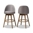 thumbnail image 2 of Baxton Studio Carra Mid-Century Modern Grey Fabric Upholstered Walnut-Finished Wood Swivel Bar Stool Set of 2, 2 of 7