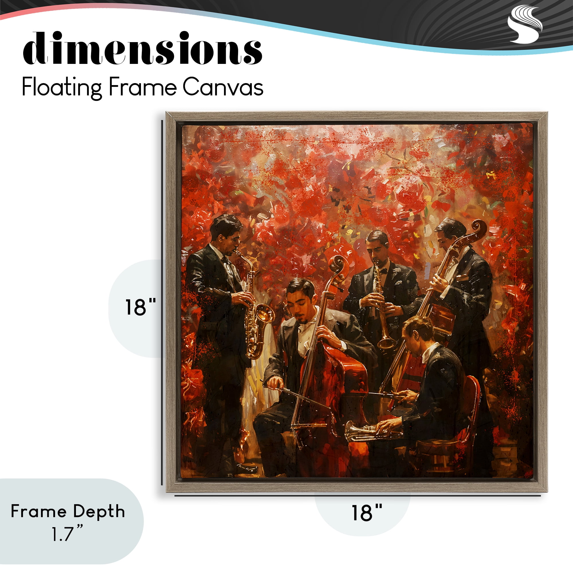 Stupell Industries Play More Jazz Performance Brown Framed Floater Canvas Wall Art, design by Marta Wiley
