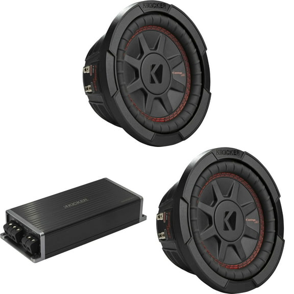 Kicker Marine KPX500.1 Powersports Amp & (2) 6.75" CompRT Subwoofer Audio Upgrade