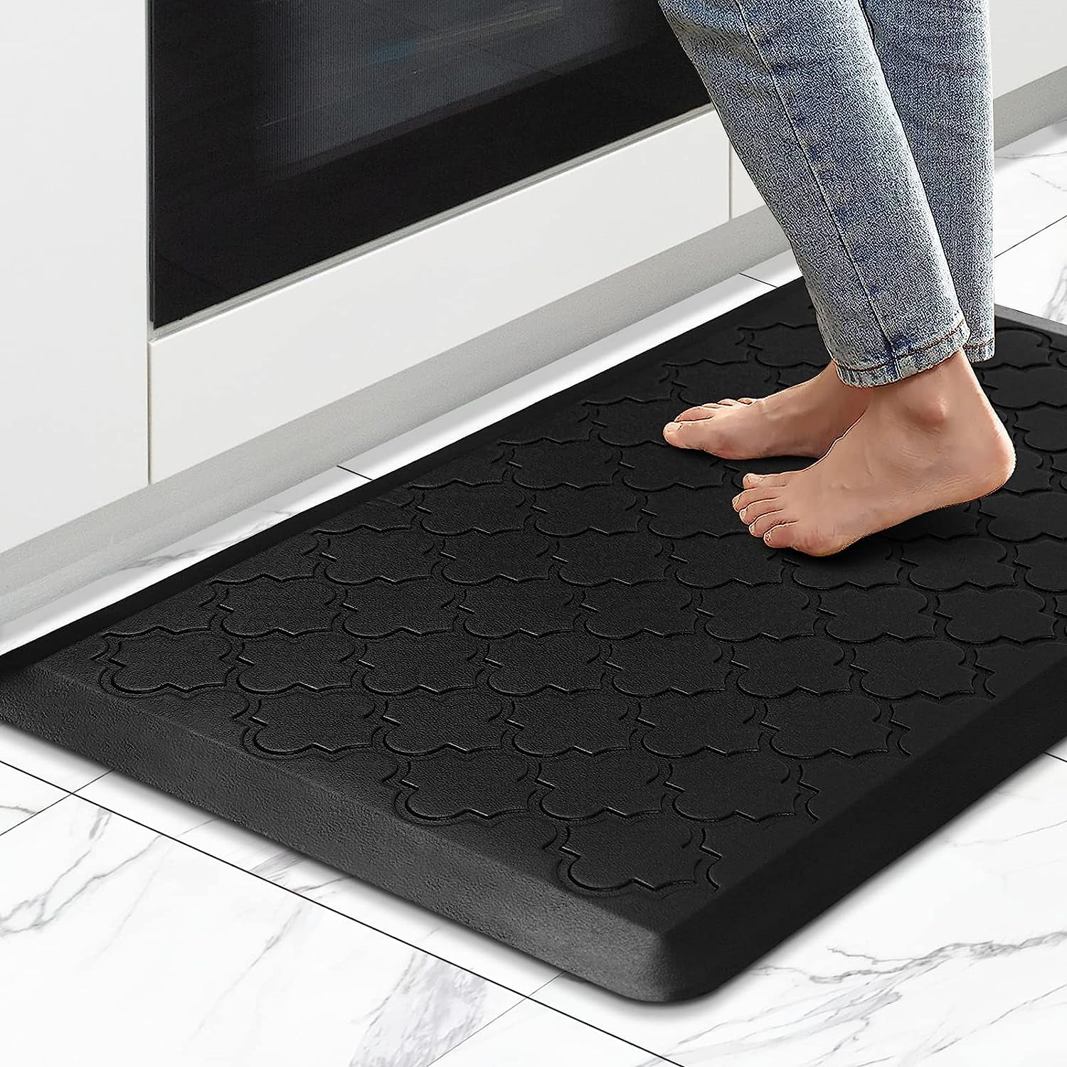 GALMAXS7 Kitchen Mat Anti Fatigue 1/2 Inch Cushioned Mat Black Kitchen
