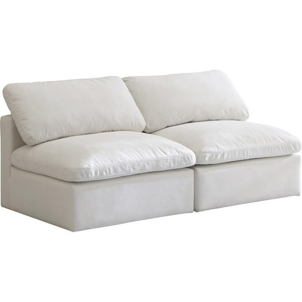 Meridian Furniture Plush Standard Cream Velvet Cloud Modular Armless