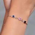 thumbnail image 4 of Gem Stone King 925 Silver and 10K Yellow Gold Blue Created Sapphire Pink Moissanite Red Garnet and Lab Grown Diamond Tennis Bracelet for Women By Keren Hanan (2.32 cttw, Adjustable up To 9 inch), 4 of 4