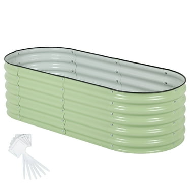 Aoodor 9'' Tall Aluzinc Metal Raised Garden Bed 30'' Round - Outdoor Garden Planter Box for Vegetable, Flower, Herb -Beige