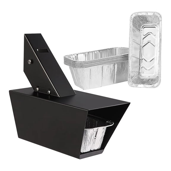 Pellet Grill Grease Bucket with Liners - Z Grills, Recteq, Pit Boss Compatible - 1.6 Inch Chute - Metal Smoker Grease Catcher - 10 Liners Included