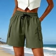 thumbnail image 2 of Women's Lightweight Nylon Spandex Work Shorts, Elastic Waist Tummy Control with Zippered Pockets, Quick Dry Breathable Stretch, Outdoor Leisure Hiking Running Travel, Athletic, 2 of 7