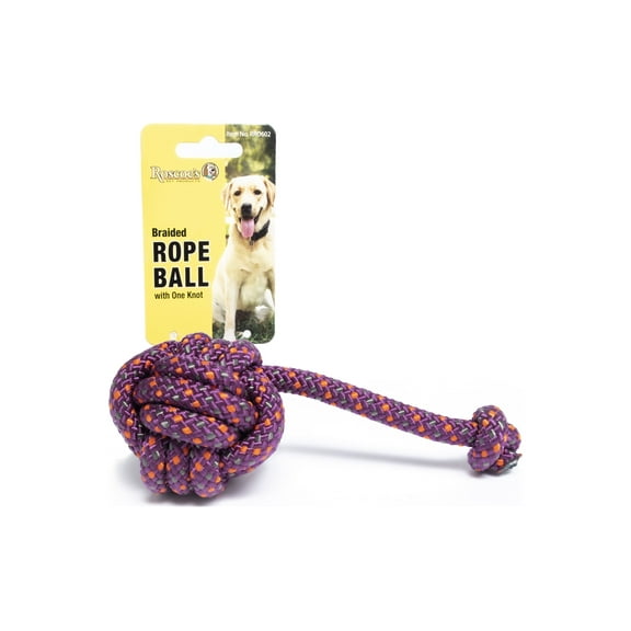 Roscoe's Pet Products Braided Rope Ball with One Knot Toy for Dogs. Safe and Non-Toxic.