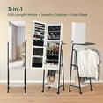 thumbnail image 5 of Full mirror wood flooring style, with storage shelves, white light beads, detachable foldable hanging bar at the back, jewelry storage mirror cabinet - white, 5 of 8