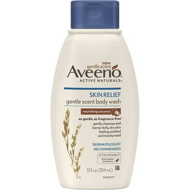 AVEENO Active Naturals Skin Relief Gentle Scent Body Wash, Nourishing Coconut 12 oz (Pack of 4)