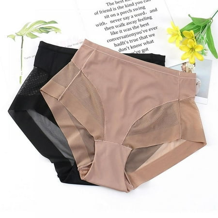 

Women Body Sculpting Briefs High Elasticity Sexy Cotton Middle Waist Hip-lift S-XL No Trace Panties 2Pack
