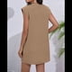 thumbnail image 5 of Vestido Corto de Verano para Mujer, Estilo Camiseta, Corta, Cuello Redondo, Informal, Holgado, Básico, Minivestido Caqui L, 5 of 7