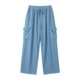 thumbnail image 4 of Pantalones de Vestido de Cintura Elástica para Mujeres Color Sólido Suelto Elástico Cordón de Cintura Pantalones de Pierna Recta de Bolsillo Grande, 4 of 5