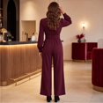 thumbnail image 5 of Jumpsuits for Women Summer Dressy V Neck High Waist Long Sleeve Romper with Pockets Casual Summer Beach Trendy Outfit, S, 5 of 7