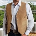 thumbnail image 5 of 1. Men's Western Suedes Vest Cowboy Fitted Waistcoat Sleeveless with Pockets for Weddings, Party & Daily Wear, 5 of 8