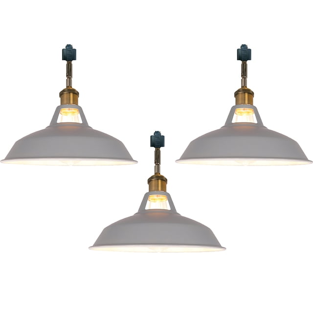 FSLiving H-Type Track Lighting E26 Base Industrial Adjustable Angle Lamp Grey Metal Shade with Gold Bronze Socket Track Light Fixture for Slope Ceiling Gimbal,Bulb and Track Not Included - 3 Lights