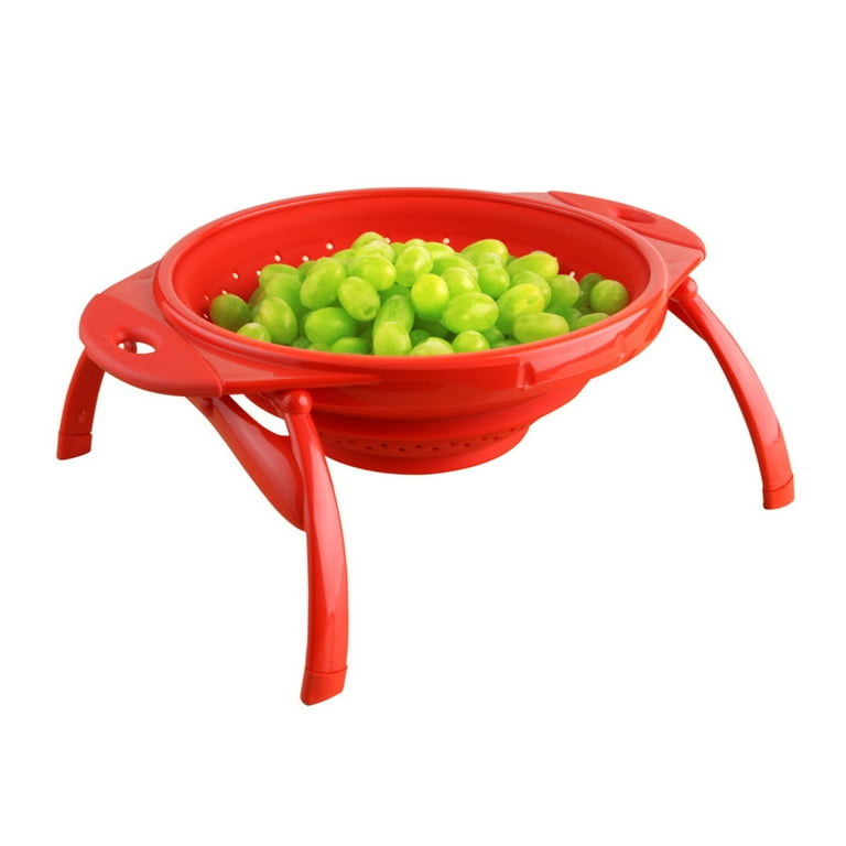 Dexas Collapsible Silicone 10 In. POP Colander Red