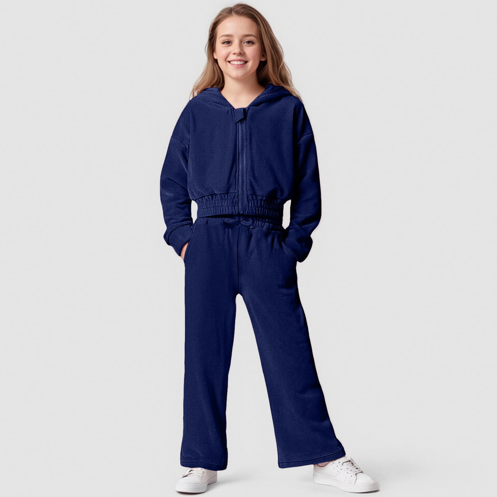 Zshosam Fall Outfits for Toddler Girls Baby Girls Pullover Hoodie and Leggings Outfit Set Infant to Little Kid Size 3-4 Years,(Dark Blue 3-4 Years)