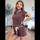 thumbnail image 5 of Conjunto de 2 Piezas para Mujer, Ropa de Estar por Casa, Top y Pantalones Cortos de Corta con Bloques de Color, Ropa de Verano 2025, Rojo Oscuro, Talla M, 5 of 7