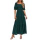 thumbnail image 1 of Vestido Midi PRETTYGARDEN Floral Verde con Cuello Cuadrado y Fruncido Talla S, 1 of 6