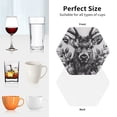 thumbnail image 6 of Honeii Monochrome Deer Floral Print Leather Coaster Set of 4, Ideal for Safeguarding Your Furniture from Drinks Spills and Effortless Cleanup-Hexagon, 6 of 6