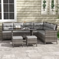 thumbnail image 1 of Light Grey 6-Piece Outdoor Rattan Sofa Set with Dining Table | Patio Sectional Couch for Garden, Poolside & Backyard Lounging, 1 of 7