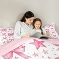 thumbnail image 4 of Manfei Kawaii Bow Tie King Size Comforter Sets,Princess Bowknot Bow Bedding Comforter Set,White Pink Bedding Set For Girl Kids,Luxury Bedroom Decor Reversible,3 Pieces, 4 of 7