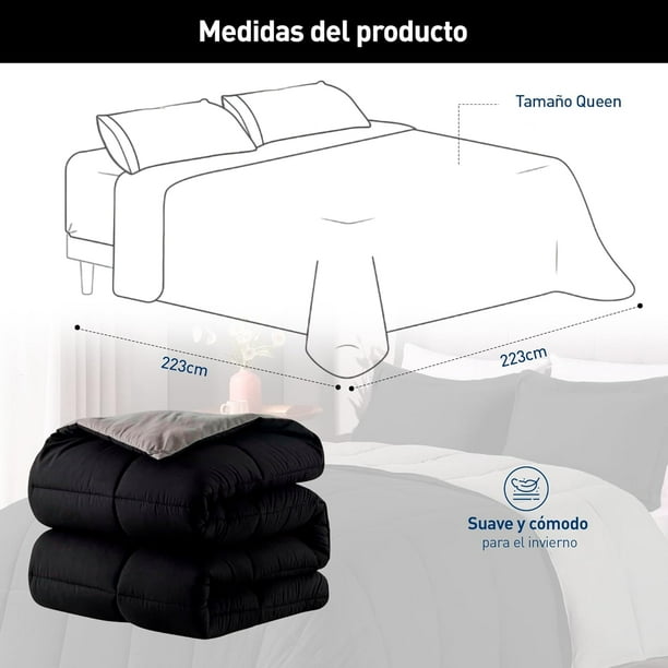 Edredón Acolchado Bluelander Queen Negro Bodega Aurrera en línea