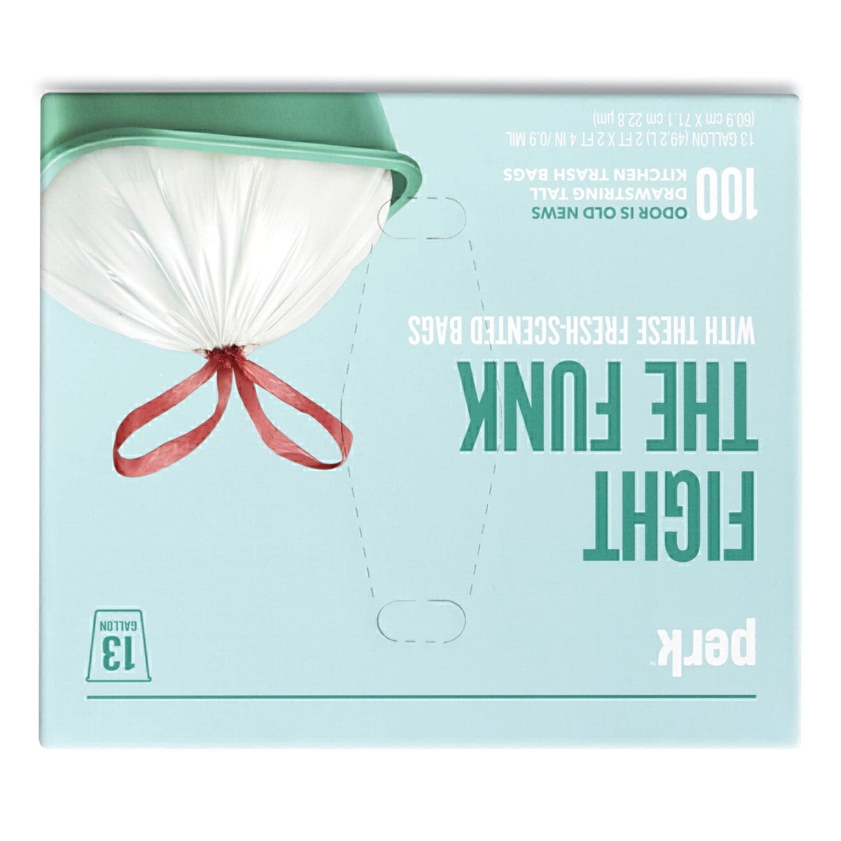 Staples Perk 13 Gallon Kitchen Trash Bag Low Density 0.9 Mil White PK56751
