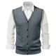thumbnail image 1 of Chaleco de lana con cuello en V y hebilla para hombre - Color liso, sin cuello, ideal para citas o trabajo - Para todas las estaciones (M-XXXL), 1 of 4