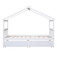 thumbnail image 6 of Bellemave  House Bed with Drawers Twin Size Platform Bed with Storage Playhouse Design Wooden House Bed Frame With Headboard and Footboard for Teens, White, 6 of 10