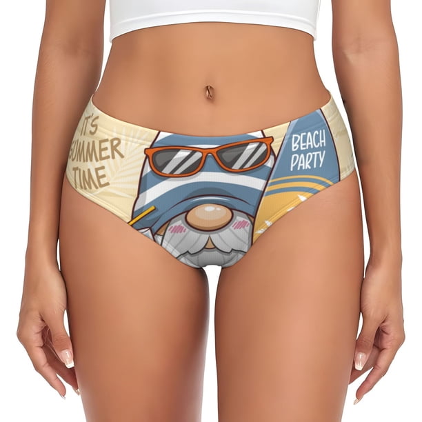 Fotbe Hello Summer Cute Gnome Calzones Estampados para Mujer – Ropa Interior de Algodón, Cómoda, Suave y Elástica-X-Small