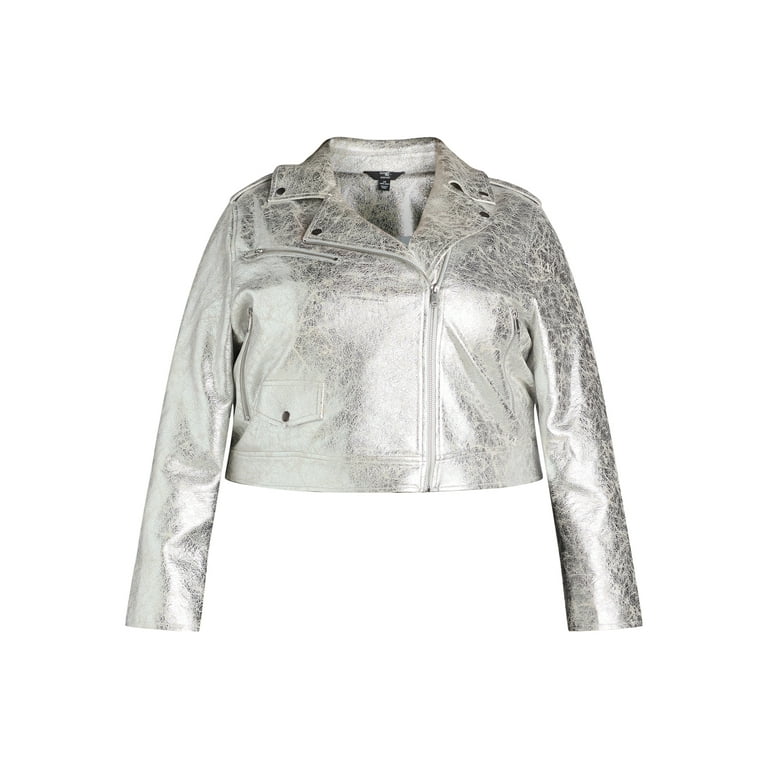 Plus size silver metallic jacket discount