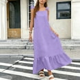 thumbnail image 4 of YHAJDS Sleeveless Dress for Women Round-Neck Solid Color Backless Criss Detail, 4 of 5