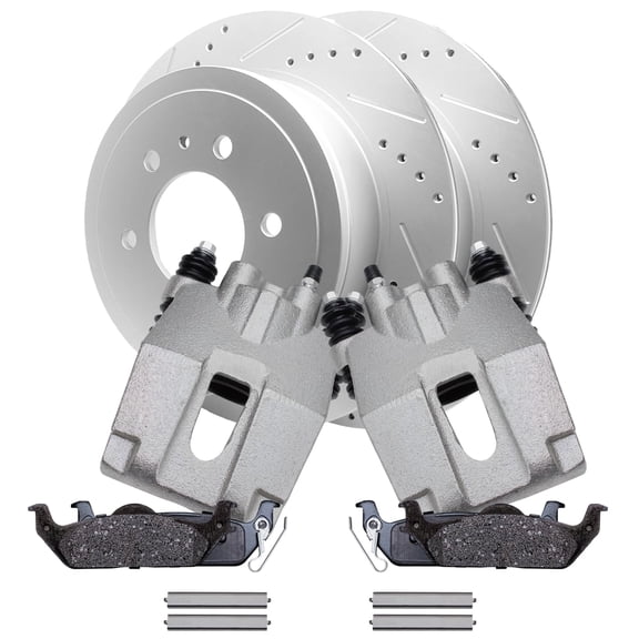 Detroit Axle - Rear Brake Kit for Ford 2004-2011 F-150, Lincoln 2006-2008 Mark LT, Drilled Rotors Brake Calipers Ceramic Brake Pads