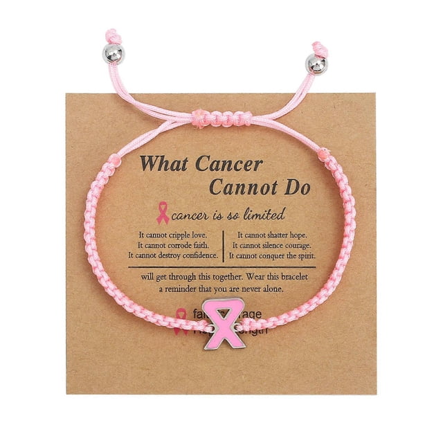 Breast Cancers Bracelet Pink Ribbon Charm Bracelets Braided Rope Awareness Jewelry for Cancers Center Party Decoration