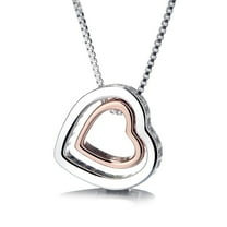 Two-Tone 18K Gold made with Swarovski Crystal Heart Necklace Inscribed "Love You" / ROSE