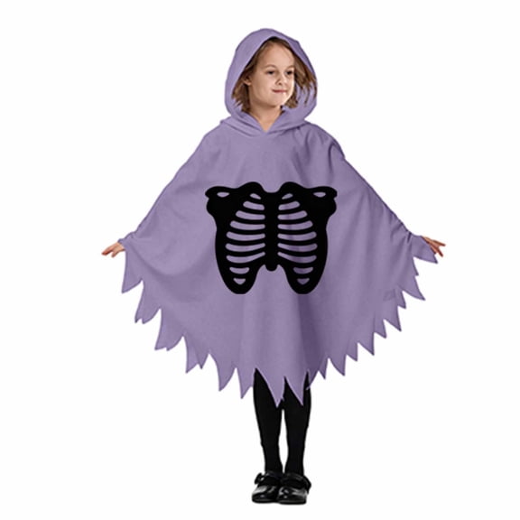 LILIYA Ghost Cloak Outfit Boy Girl Hooded Cloak Halloween Cos Clothes Spooky Capes Playful Home Wear